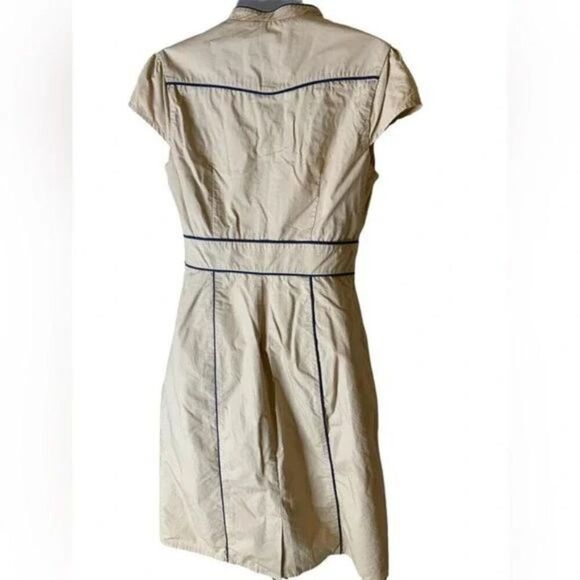 Merona Women's Dress Button Front Pockets Side Zip Lined Khaki Dress Size 2 - Picture 4 of 8